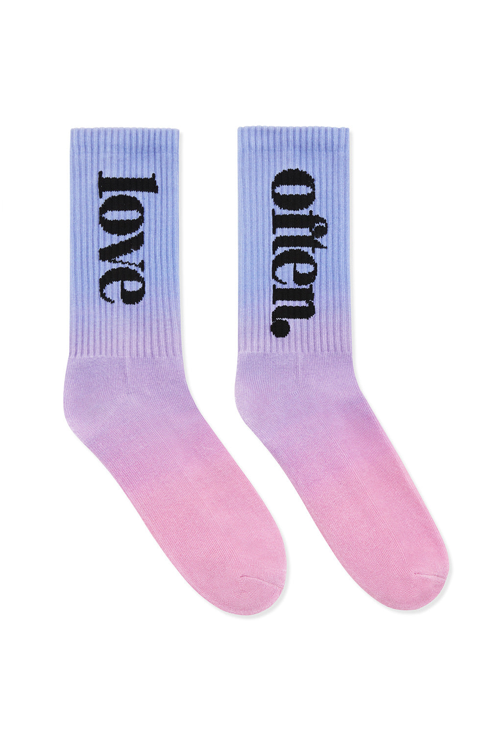 ‘LOVE OFTEN ’ Purple gradient socks